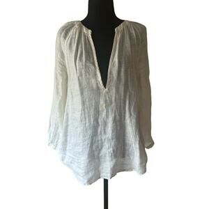 JOIE White 100% Linen Pullover Blouse Top Size XXS